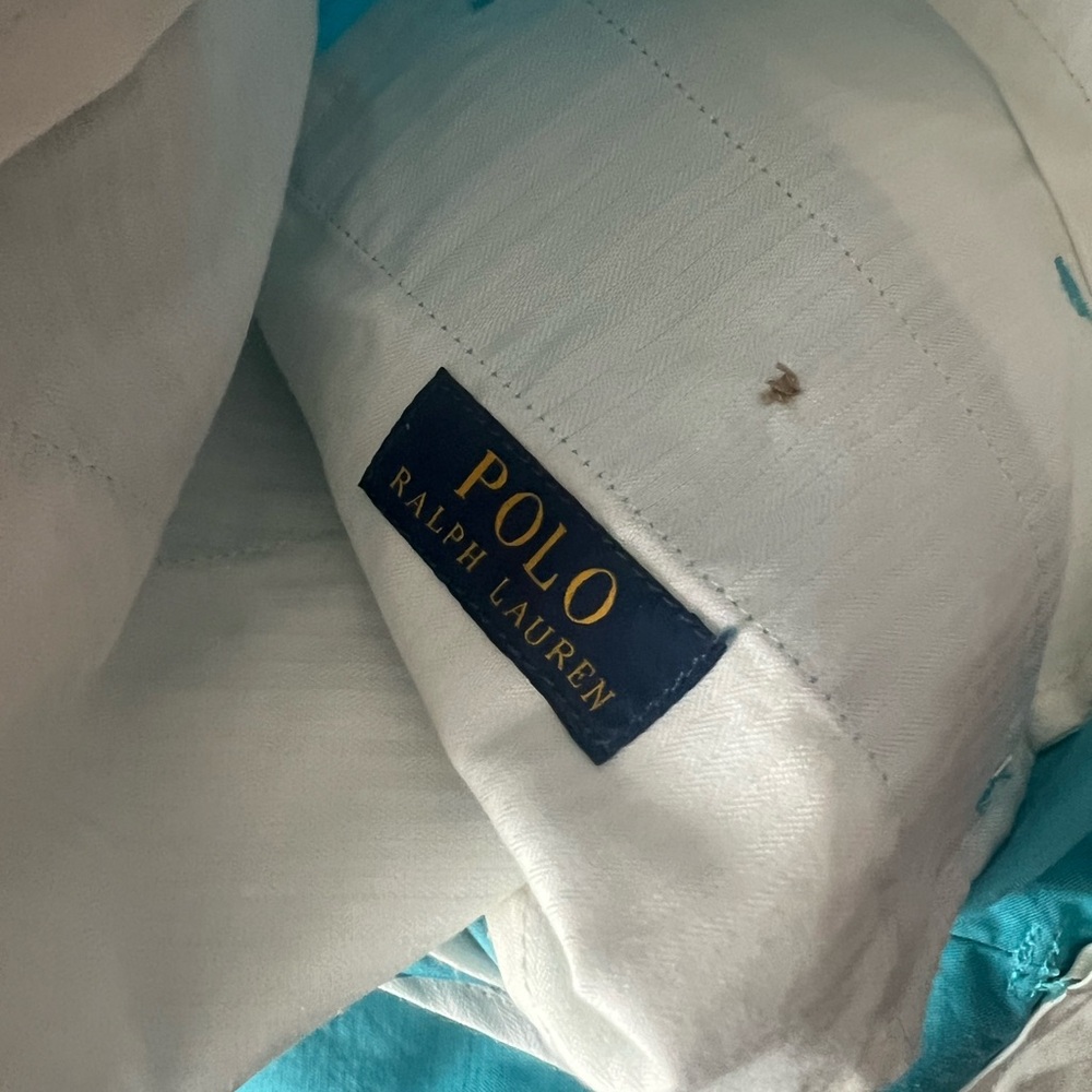 Ralph Lauren Aqua and White Polo Shorts. Size 42. Wrinkled but brand new! - Picture 4 of 5